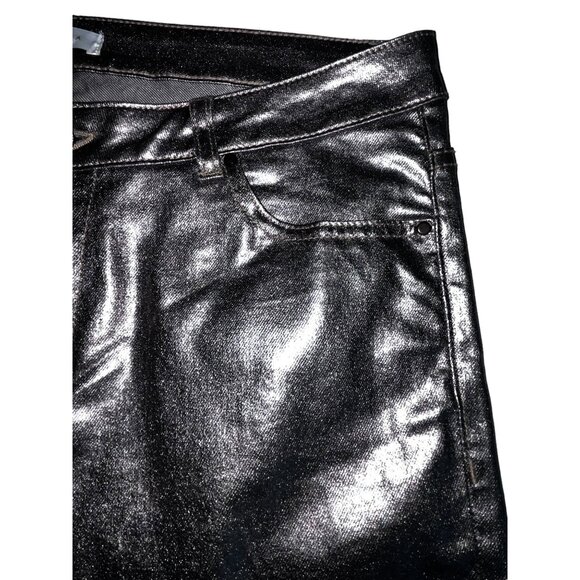 Anthropologie Intropia Plata Silver Metallic Pants Size 8 Euro 40 Disco Slacks - Picture 5 of 9